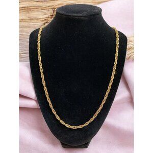 Vintage Gold Tone Rope Chain Necklace 30" Twisted Link Classic Jewelry Gift
